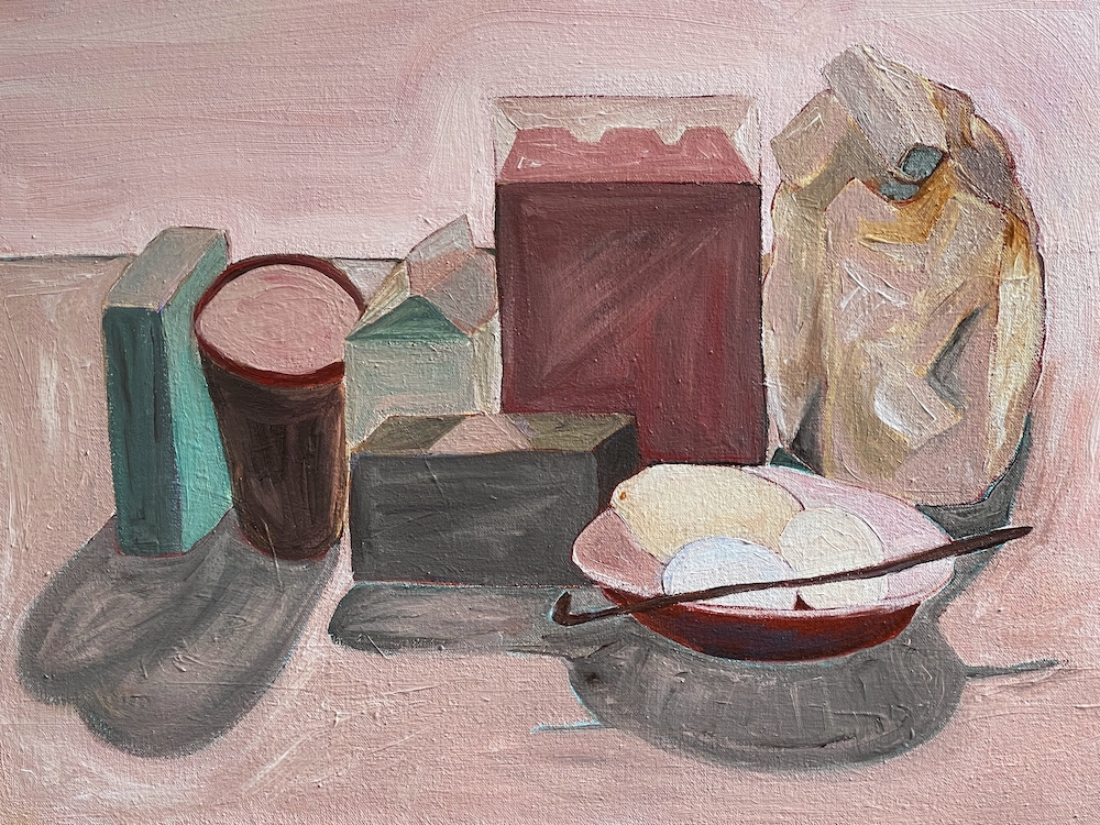 painting of ingredients needed for cheesecake